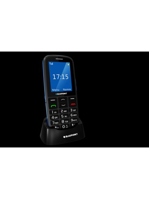 Blaupunkt BS04i, időseknek,mobiltelefon készülék,fekete-kék,Yettel függő, feltöltőkártyás csomagban